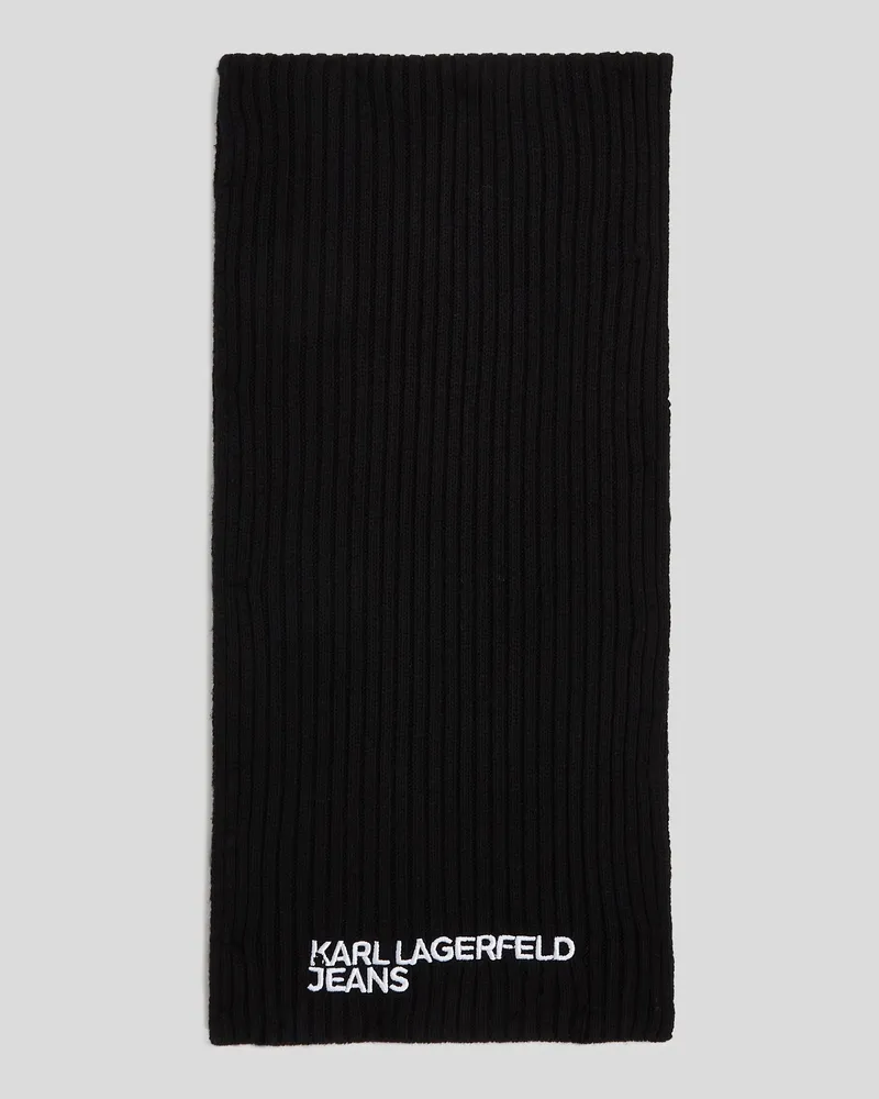 Karl Lagerfeld Klj rippstrick-schal mit Logo, Mann, Schwarz Schwarz