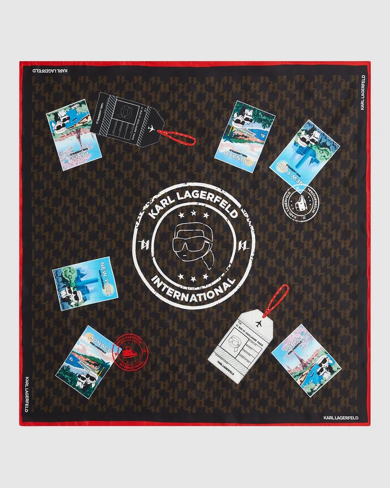 Karl Lagerfeld Ikon Monogram Tuch Mit Reisestempeln, Damen, Zeder, Größe Zeder