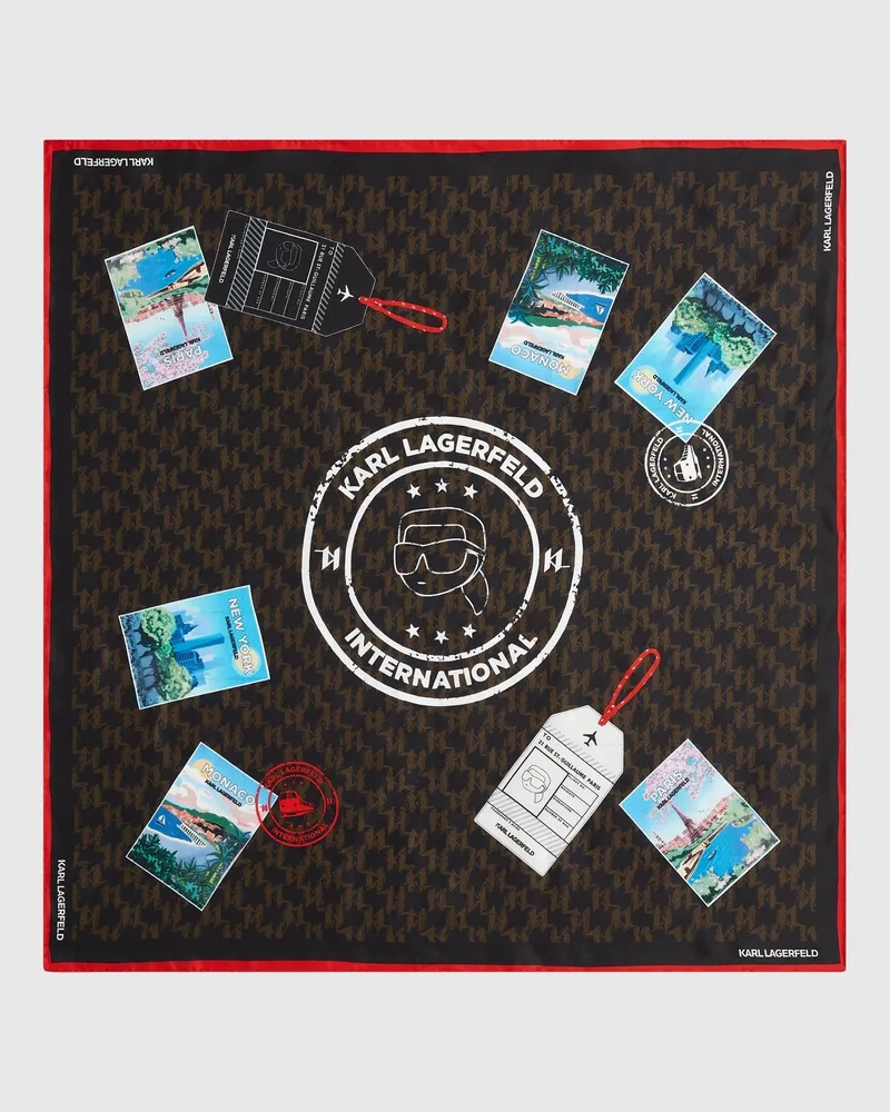 Karl Lagerfeld Ikon Monogram Tuch Mit Reisestempeln, Damen, Zeder, Größe Zeder