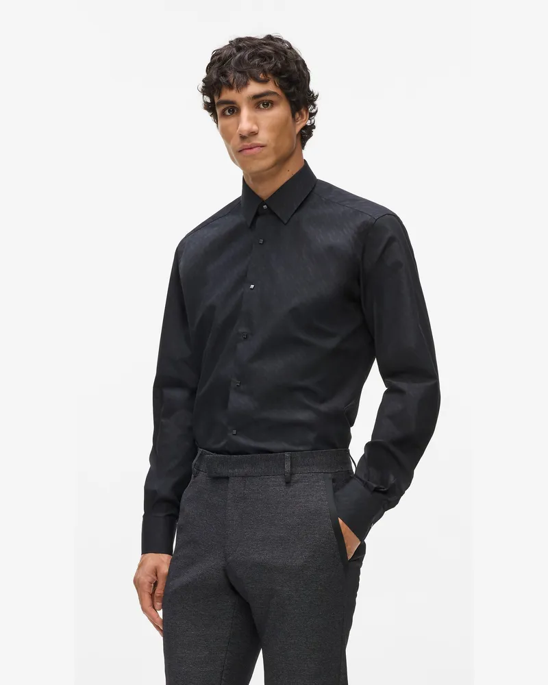 Karl Lagerfeld Hemd Mit Quadratischen Knöpfen, Herren, Schwarz/schwarz, Größe Schwarz