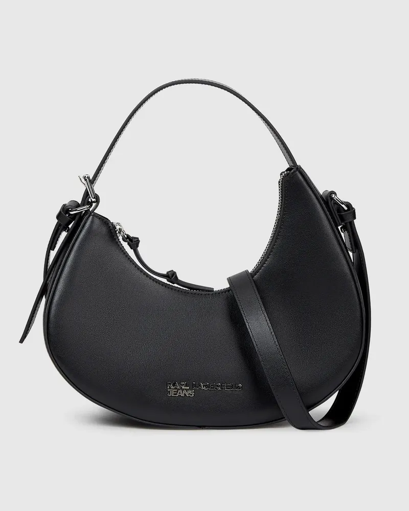 Karl Lagerfeld Abgerundete Tasche Aus Leder Mit Tragegriff Oben, Damen, Schwarz, Größe Schwarz