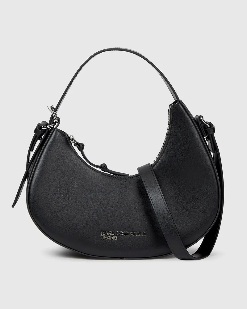 Karl Lagerfeld Abgerundete Tasche Aus Leder Mit Tragegriff Oben, Damen, Schwarz, Größe Schwarz