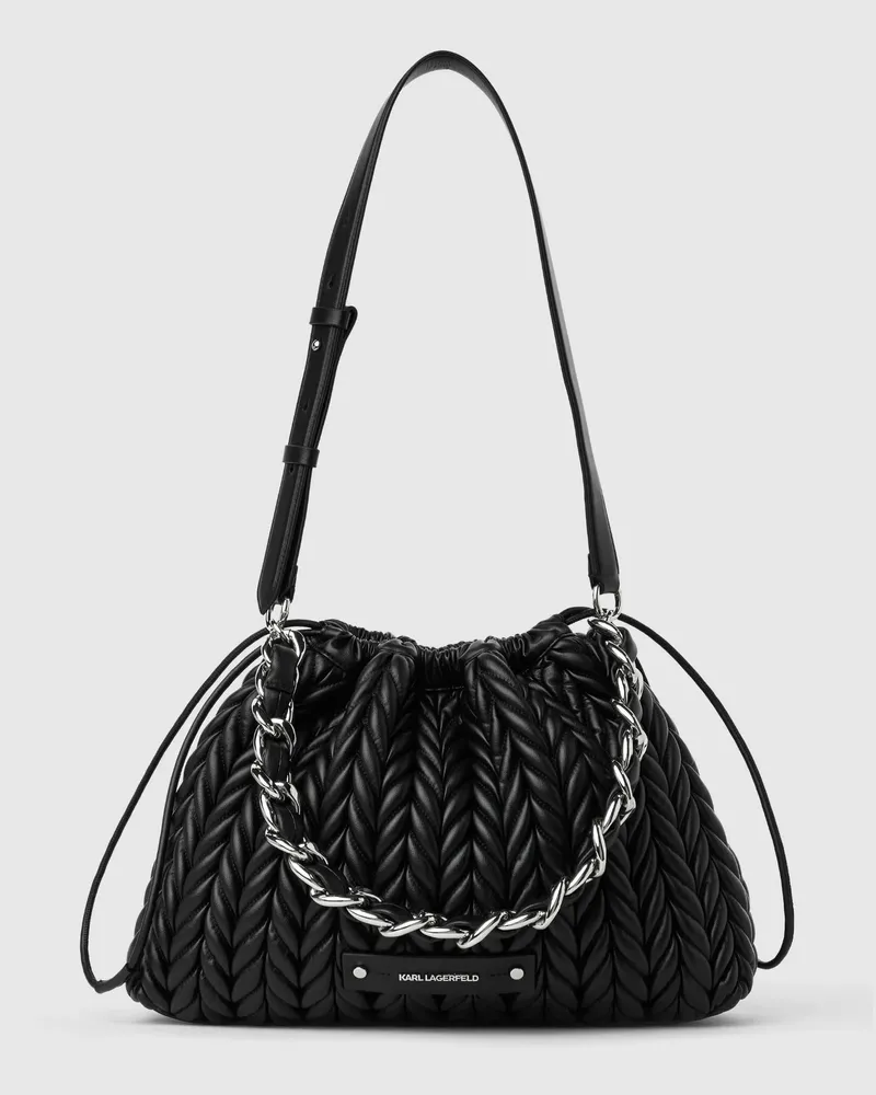 Karl Lagerfeld K/weave Ketten-schultertasche, Damen, Schwarz-nickel, Größe Schwarz-nickel