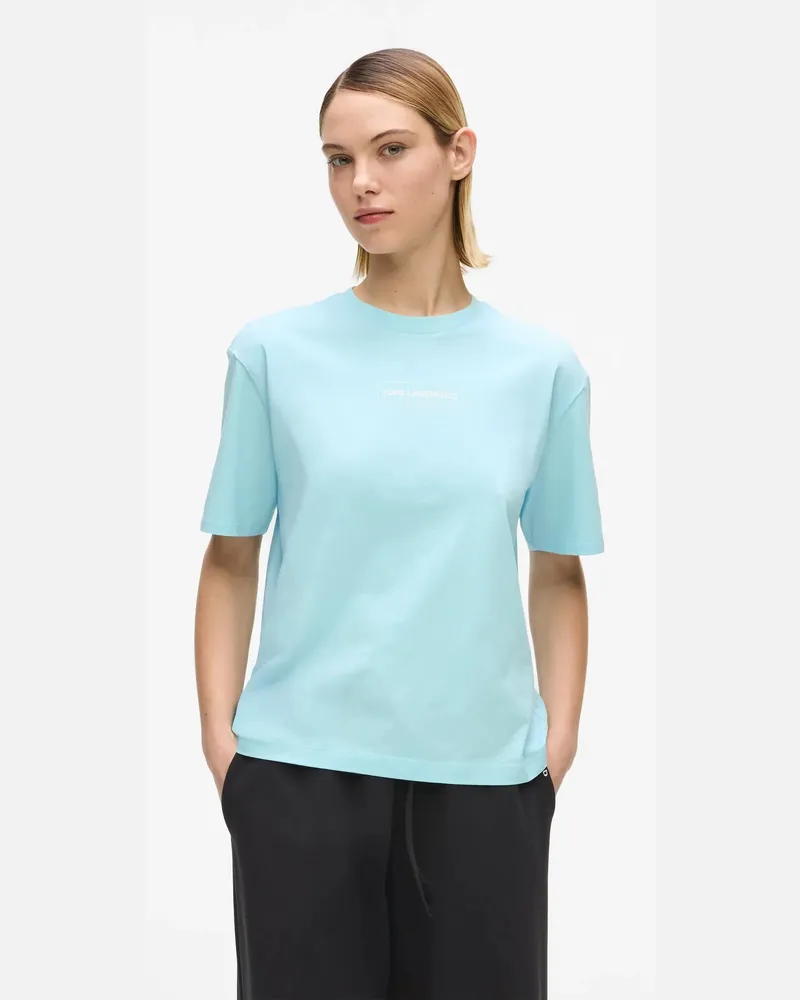 Karl Lagerfeld T-shirt Mit Konturiertem Logo, Damen, Corydalis Blau, Größe Corydalis