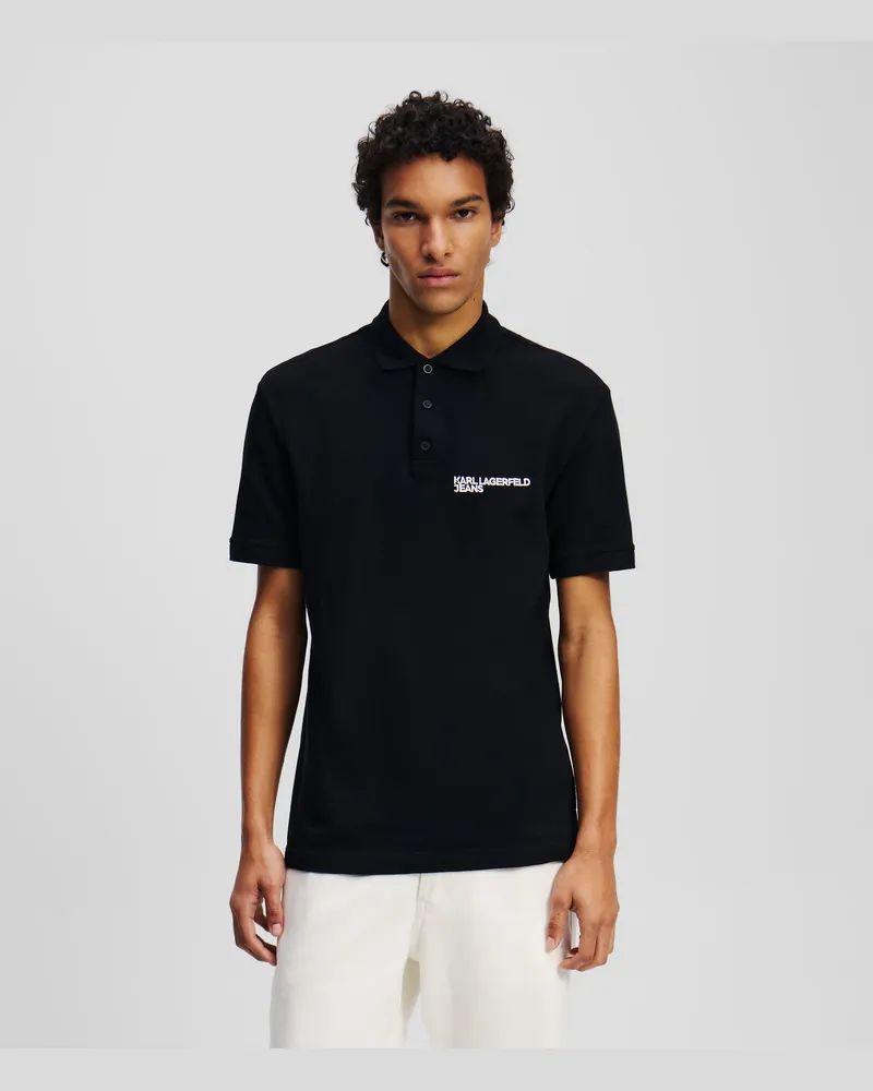 Karl Lagerfeld Polohemd Mit Logo, Herren, Schwarz, Größe Schwarz
