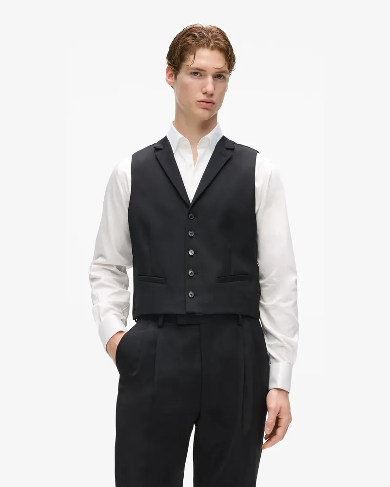 Karl Lagerfeld Kl Studio Anzugweste Aus Wolle, Herren, Schwarz, Größe Schwarz