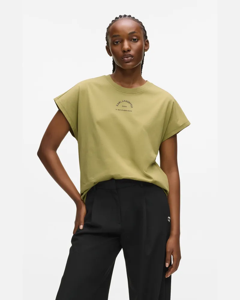 Karl Lagerfeld Rue St-guillaume T-shirt Mit Glitzer, Damen, Begonien-chili-cannoli, Größe Begonien-chili-cannoli