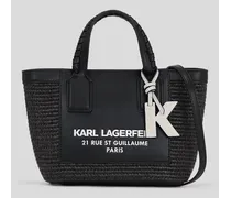 Rue st-guillaume Kleine Tote-bag aus Bast, Frau, Schwarz