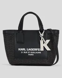 Karl Lagerfeld Rue st-guillaume Kleine Tote-bag aus Bast, Frau, Schwarz Schwarz