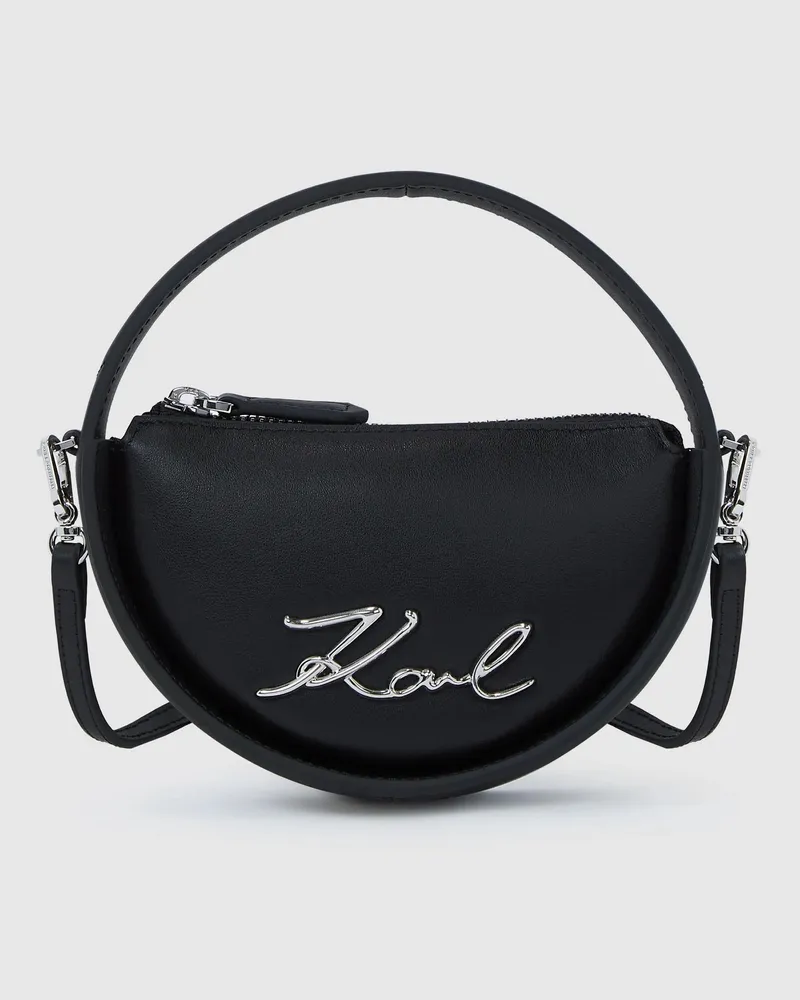 Karl Lagerfeld K/signature Runde Nano-tasche, Damen, Schwarz-nickel, Größe Schwarz-nickel
