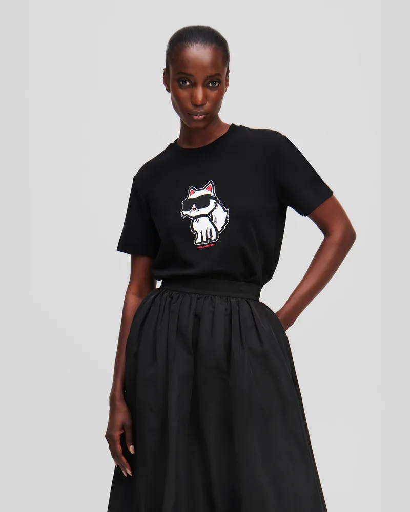 Karl Lagerfeld Ikon choupette T-shirt, Frau, Schwarz, Größe Schwarz