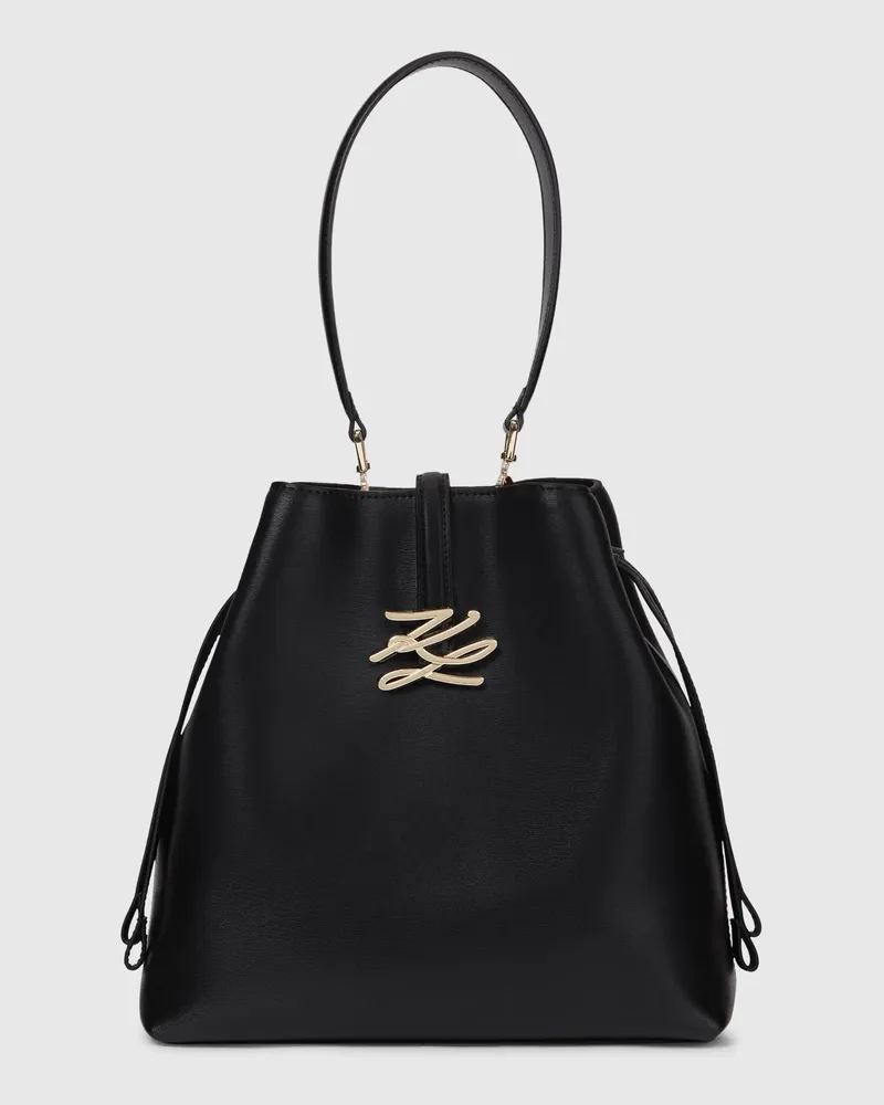 Karl Lagerfeld Mittelgrosse K/autograph Drop Bucket-tasche, Damen, Schwarz/gold, Größe Schwarz