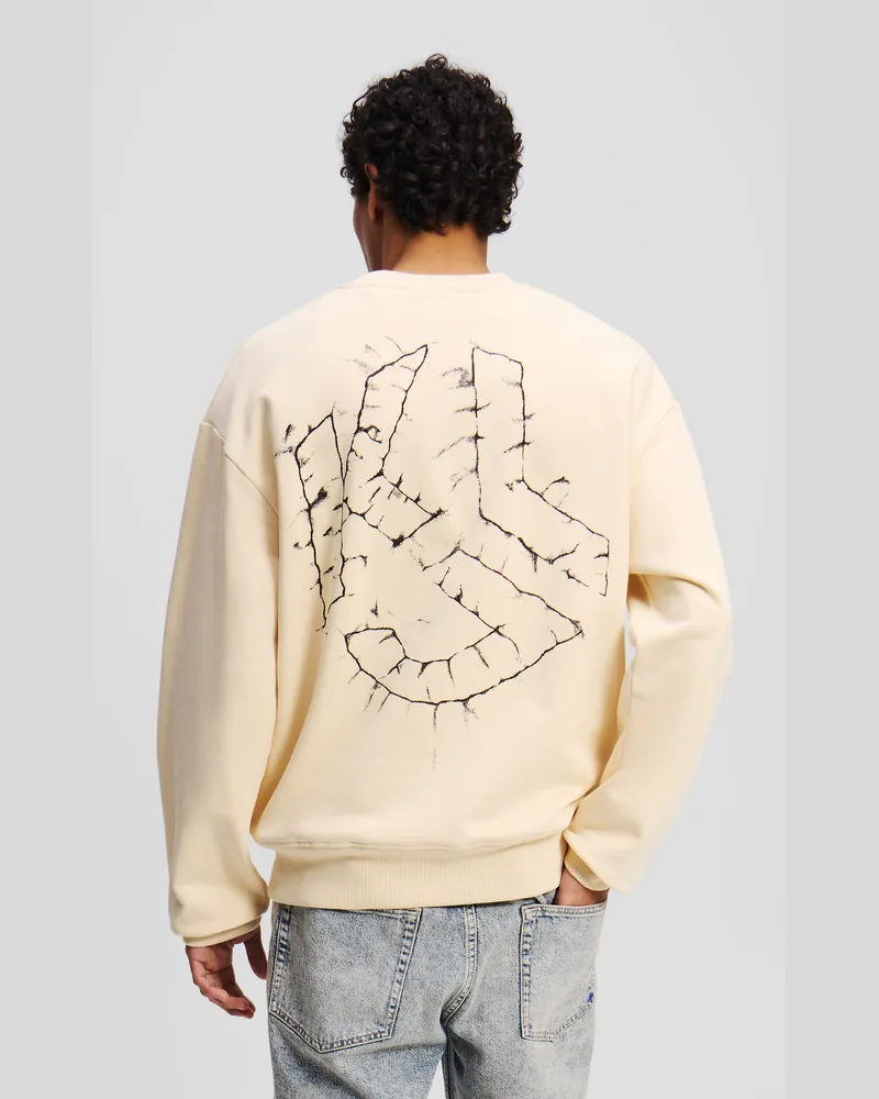 Karl Lagerfeld Sweatshirt Mit Shibori Monogram, Mann, Holz Esche, Größe Holz