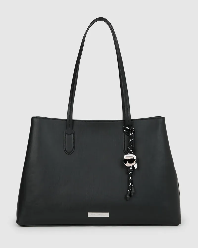 Karl Lagerfeld Ikon Glatte Große Tote Bag, Damen, Schwarz, Größe Schwarz