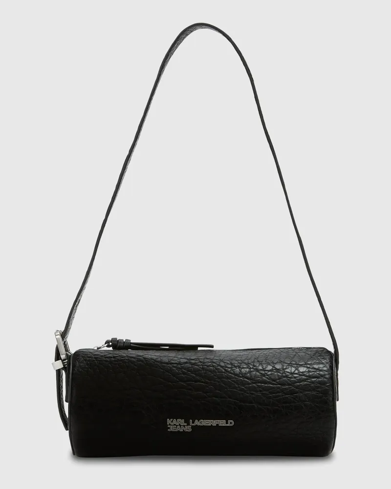 Karl Lagerfeld Strukturierte Barrel Bag Im City-look, Female, Schwarz, Size Black
