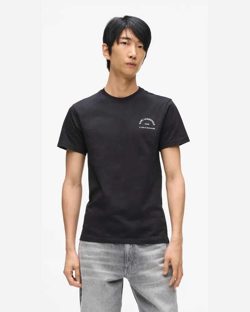 Karl Lagerfeld Rue St-guillaume Schmal Geschnittenes T-shirt, Herren, Schwarz, Größe Schwarz
