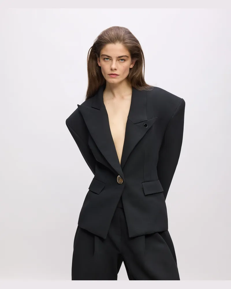 Karl Lagerfeld Kl Studio Voluminöser Blazer, Damen, Schwarz, Größe Schwarz