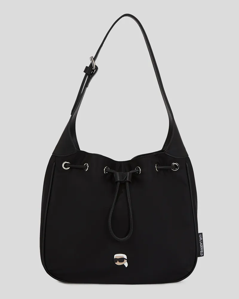 Karl Lagerfeld Ikon Schultertasche Mit Kordelzug, Frau, Schwarz, Größe Schwarz