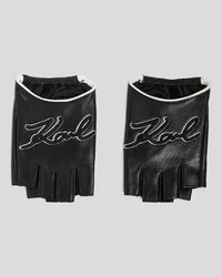 Karl Lagerfeld K/signature Fingerlose Handschuhe, Frau, Schwarz/weiss Schwarz