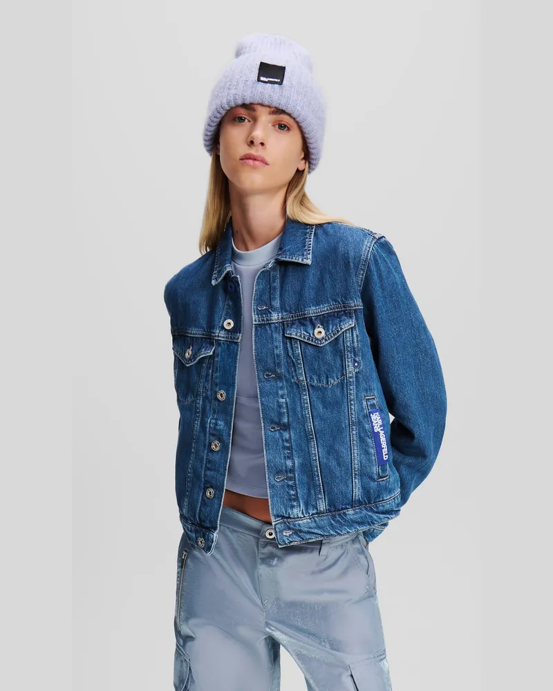 Karl Lagerfeld Jeansjacke Mit Regulärer Passform, Damen, Gewaschenes Mittelblau, Größe Gewaschenes