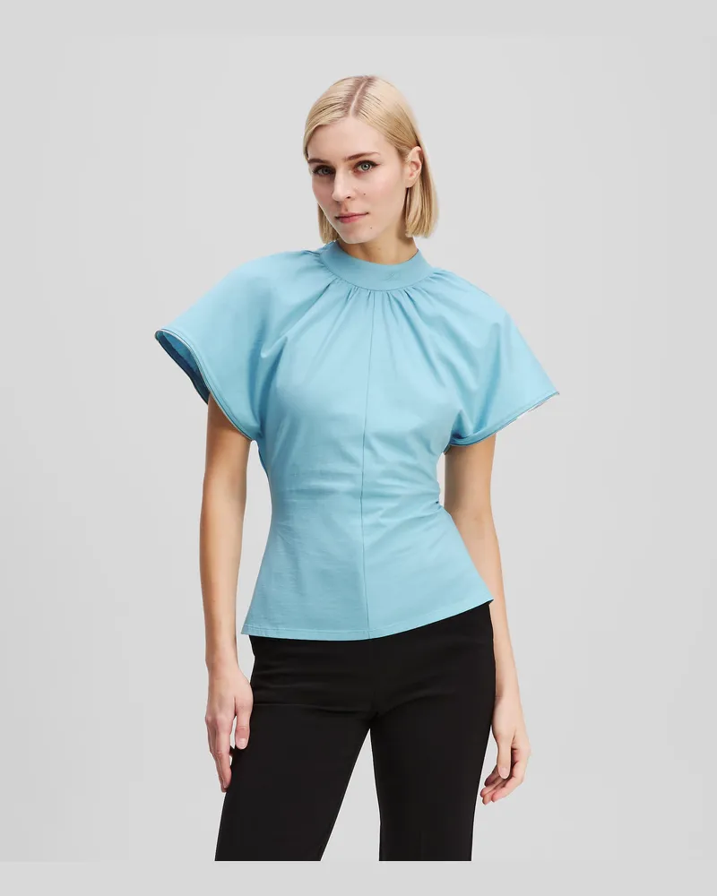 Karl Lagerfeld T-shirt Mit Reissverschluss, Damen, Stilles Wasser, Größe Stilles