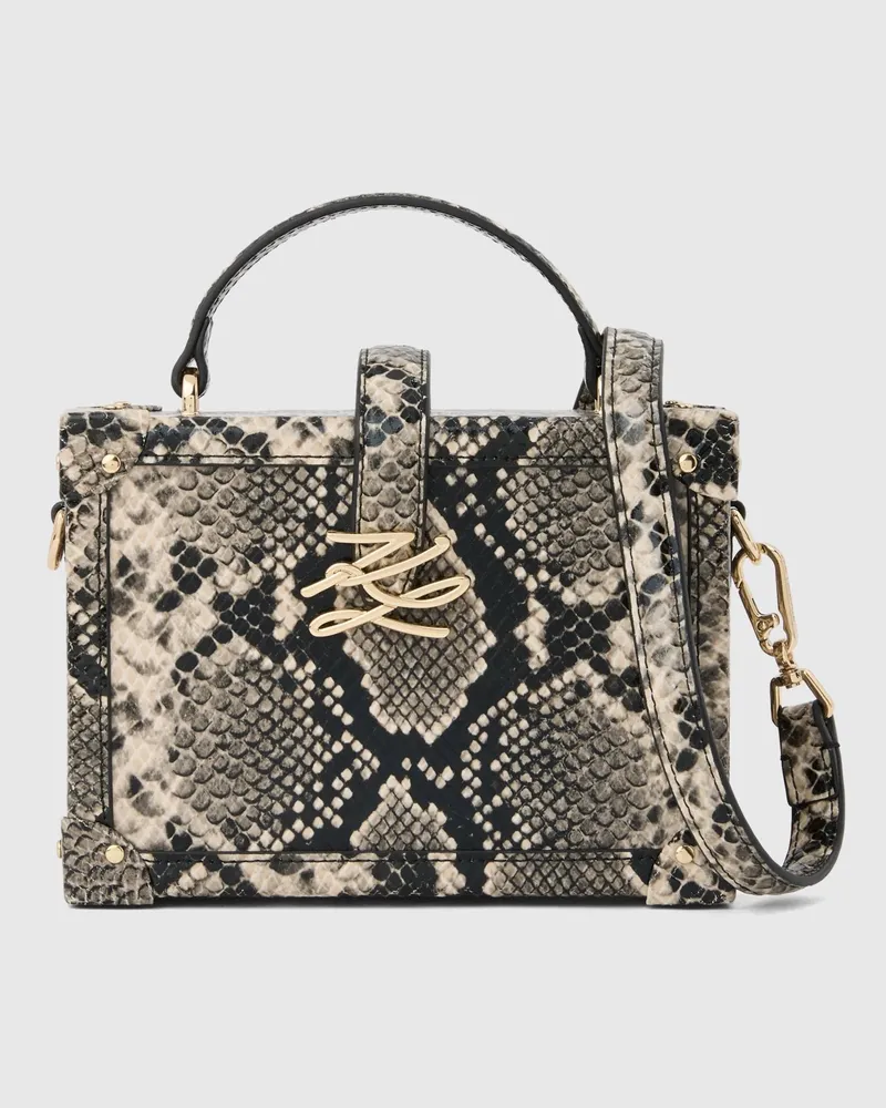 Karl Lagerfeld Kleine K/autograph Drop Python-reisetasche, Damen, Natural Snake All Over Print, Größe Natural
