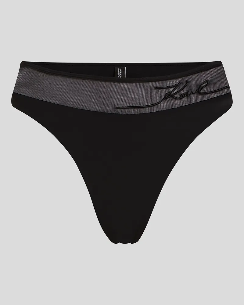 Karl Lagerfeld K/signature hoch Geschnittene Bikini-hose, Frau, Schwarz, Größe Schwarz