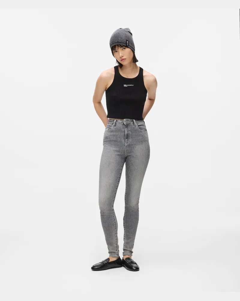 Karl Lagerfeld Skinny-jeans Mit Hohem Bund, Damen, Hellgrau, Größe Hellgrau
