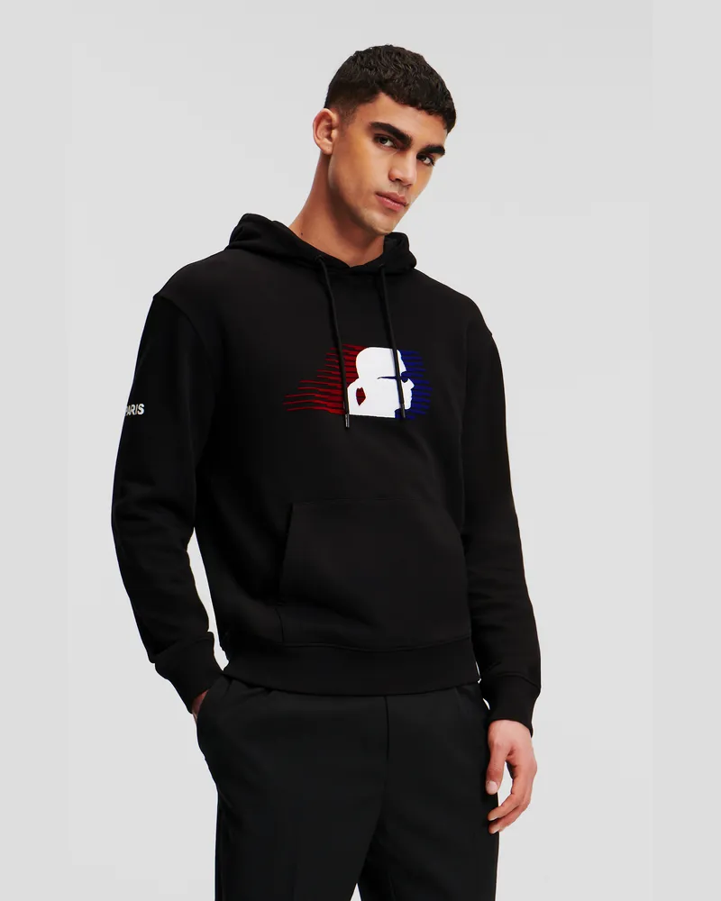 Karl Lagerfeld Kapuzenpullover Mit Paris-motiv, Mann, Schwarz, Größe Schwarz