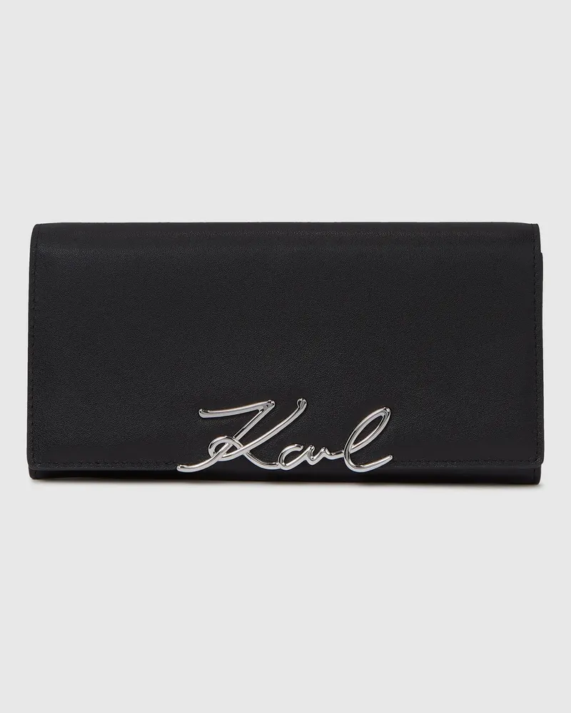 Karl Lagerfeld K/signature Continental-klappportemonnaie, Damen, Schwarz-nickel, Größe Schwarz-nickel