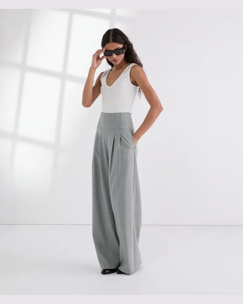 Karl Lagerfeld Couture-hose Mit Weitem Bein, Frau, Mittelgrau-Melange, Größe Mittelgrau-melange