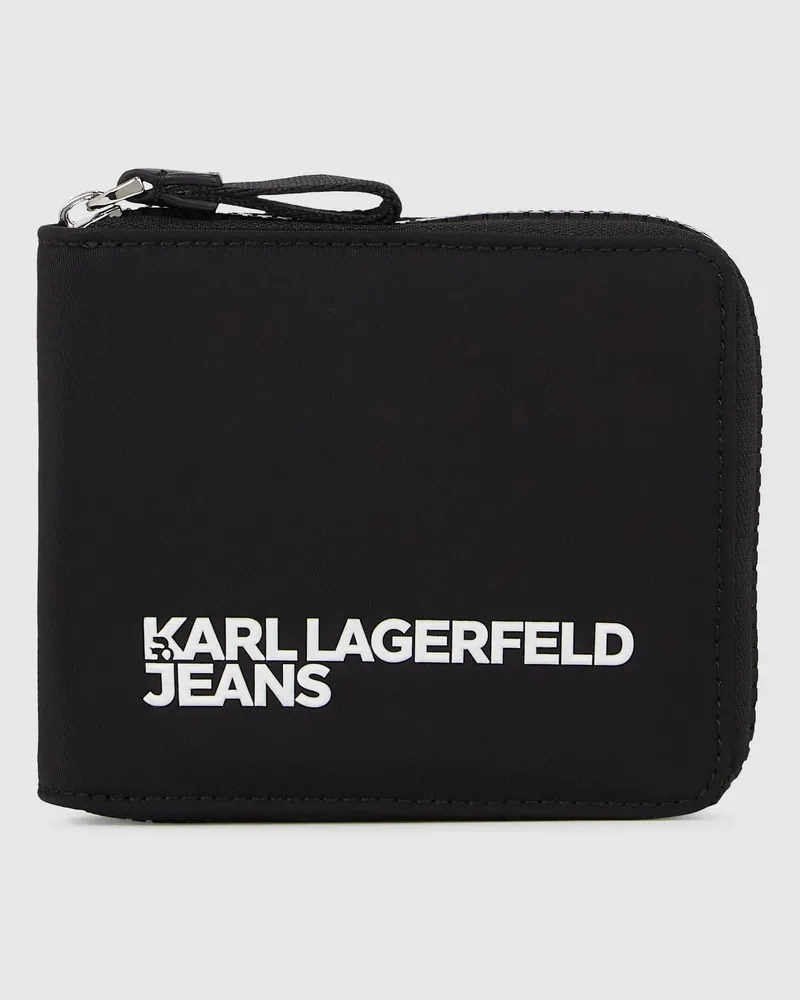 Karl Lagerfeld Portemonnaie Aus Nylon Mit Logo, Herren, Schwarz, Größe Schwarz