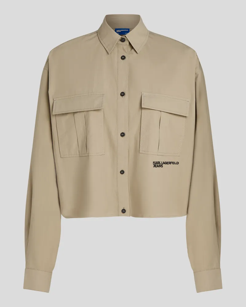 Karl Lagerfeld Kastiges Utility-hemd, Frau, Wüsten-Taupe, Größe Wüsten-taupe