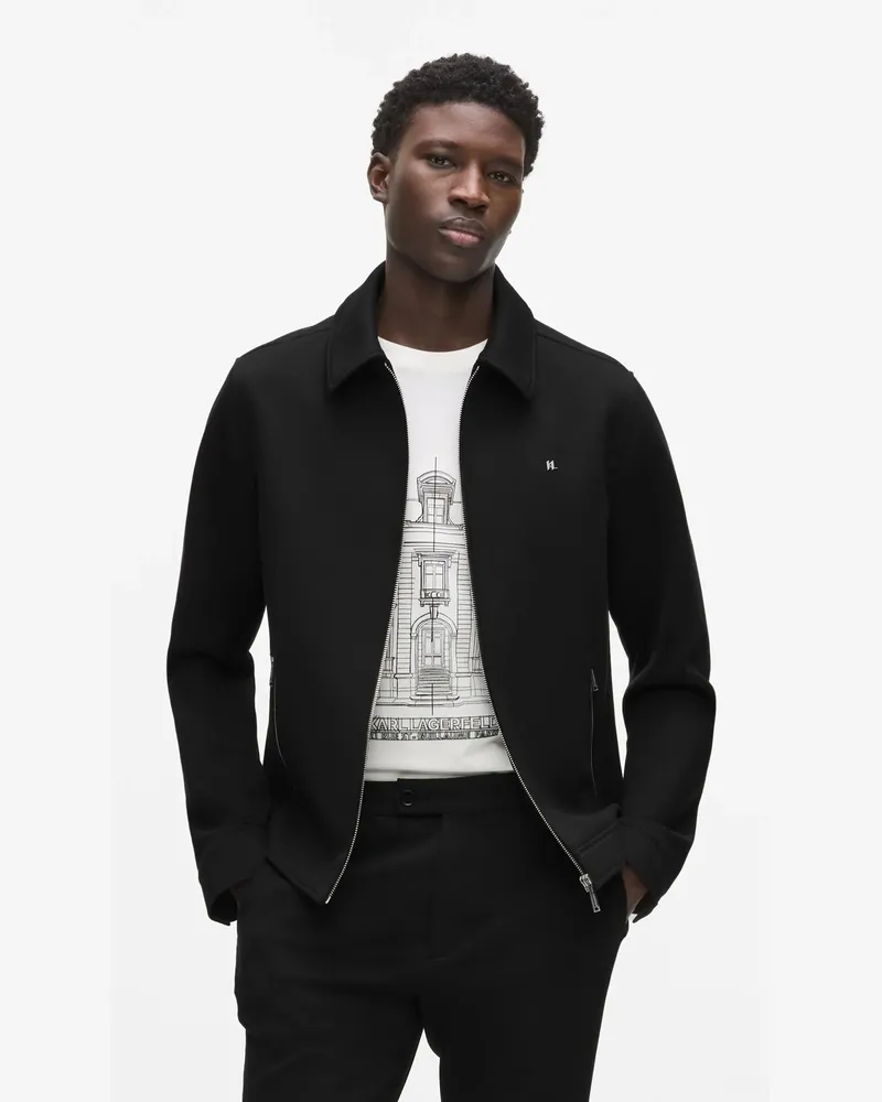 Karl Lagerfeld Punto-jacke Mit Reißverschluss, Herren, Schwarz, Größe Schwarz