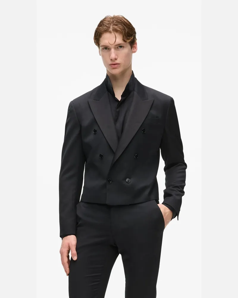 Karl Lagerfeld Kl Studio Kurz Geschnittene Anzugjacke Aus Wolle, Male, Schwarz, Size Black