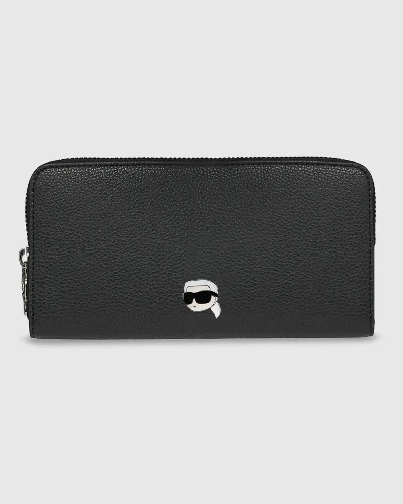 Karl Lagerfeld Ikon Pebble Continental-portemonnaie, Damen, Schwarz, Größe Schwarz