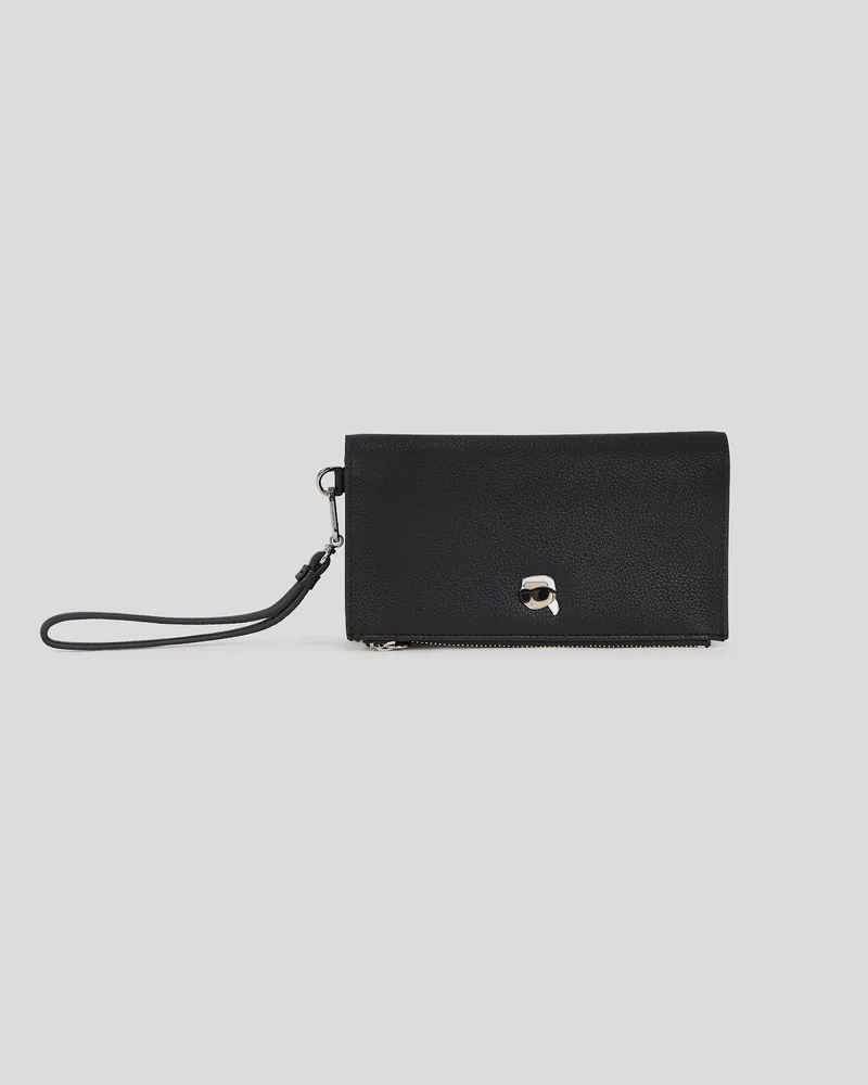 Karl Lagerfeld Ikon Genarbtes Portemonnaie Mit Handytasche, Frau, Schwarz, Größe Schwarz