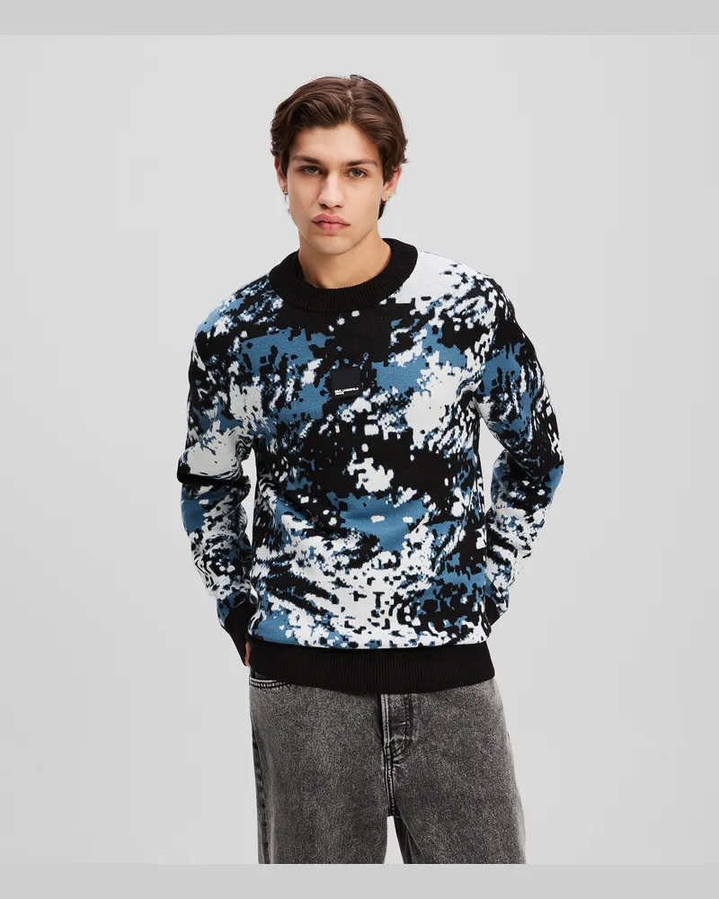 Karl Lagerfeld Pullover Mit Allover-print, Mann, Digitaler Uniform-Vollflächendruck Grün, Größe Digitaler