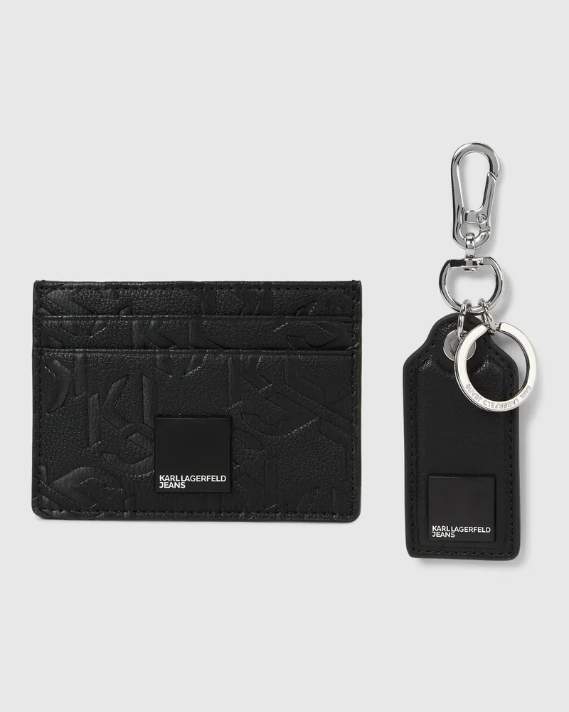 Karl Lagerfeld Geschenkset Aus Kartenetui Und Schlüsselanhänger Mit Box-logo, Herren, Schwarz, Größe Schwarz