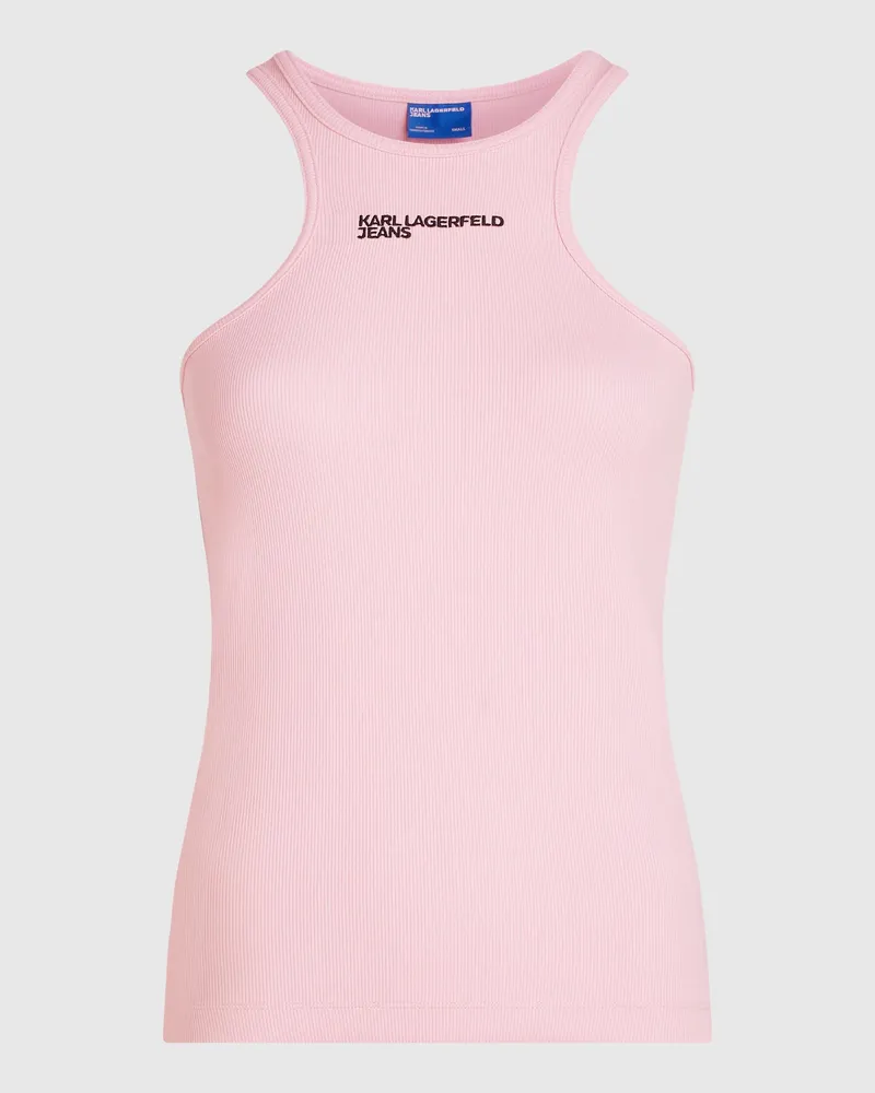 Karl Lagerfeld Geripptes Tanktop Mit Logo, Damen, Bonbon, Größe Bonbon