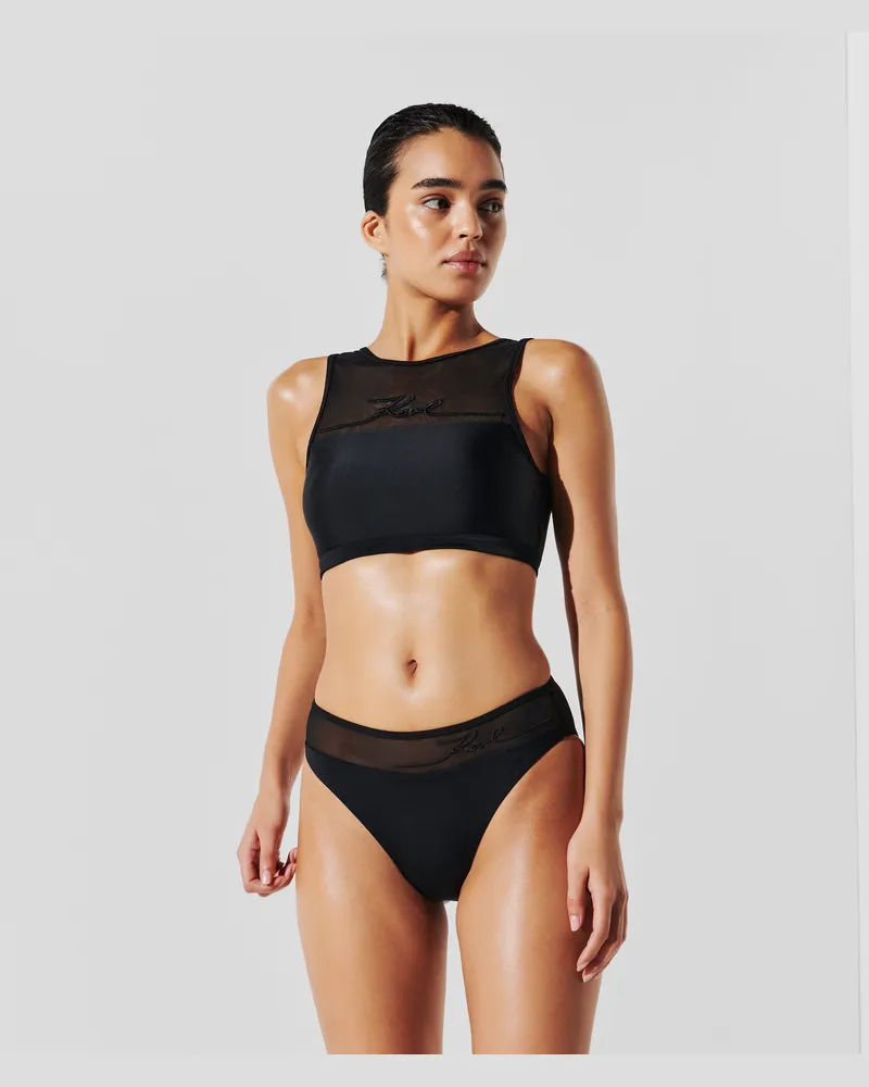 Karl Lagerfeld K/signature bikini-oberteil Mit Hohem Halsausschnitt, Frau, Schwarz, Größe Schwarz