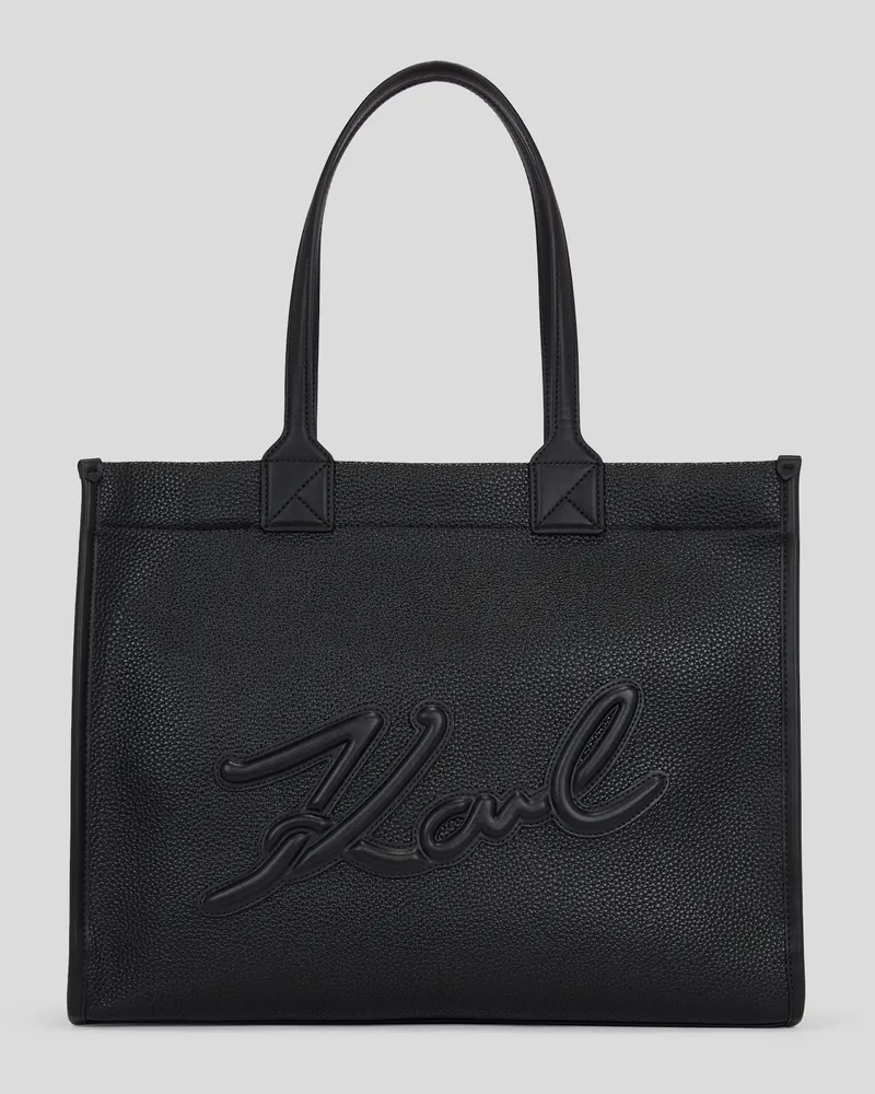 Karl Lagerfeld K/skuare Grosse Tote-bag In Genarbter Optik, Frau, Schwarz, Größe Schwarz
