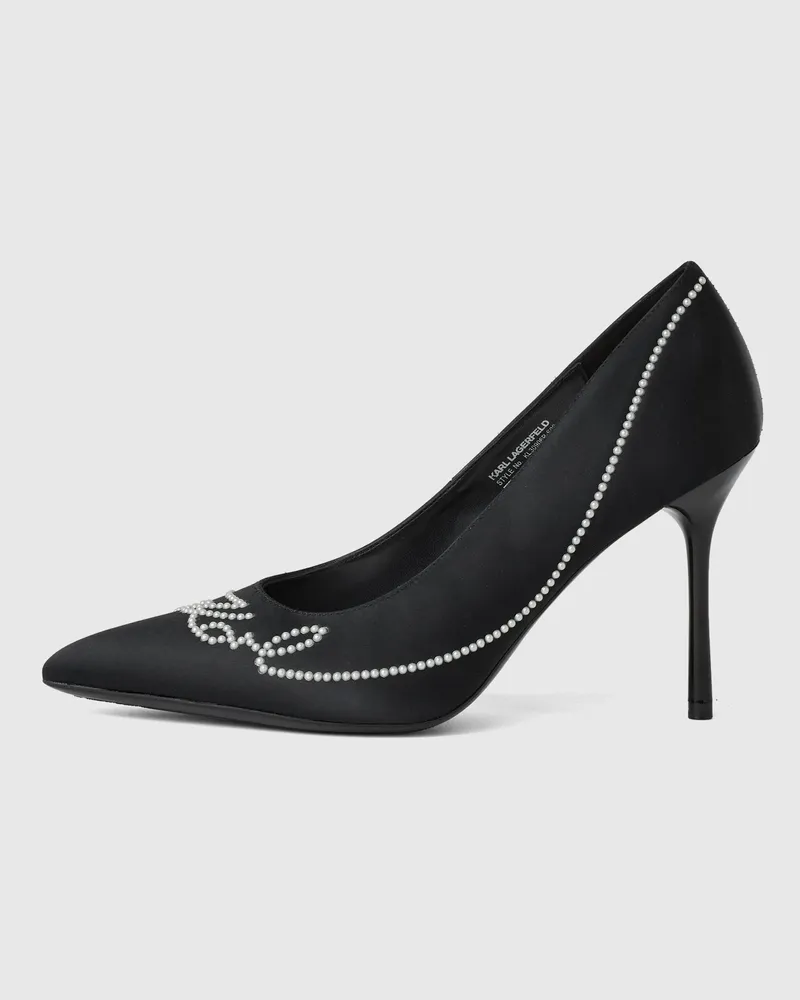 Karl Lagerfeld Sarabande Heels Mit Kunstperlenbesatz, Damen, Schwarz, Größe Schwarz