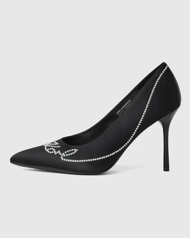 Karl Lagerfeld Sarabande Heels Mit Kunstperlenbesatz, Damen, Schwarz, Größe Schwarz