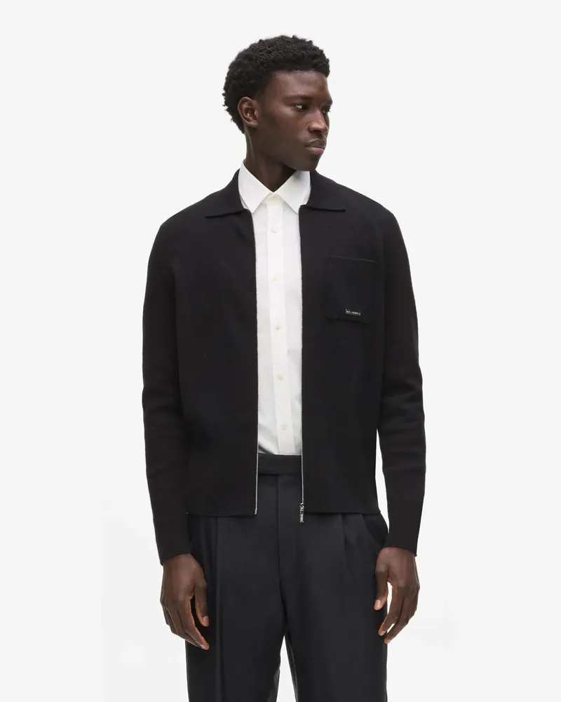 Karl Lagerfeld Strickjacke Mit Reißverschluss, Herren, Schwarz, Größe Schwarz