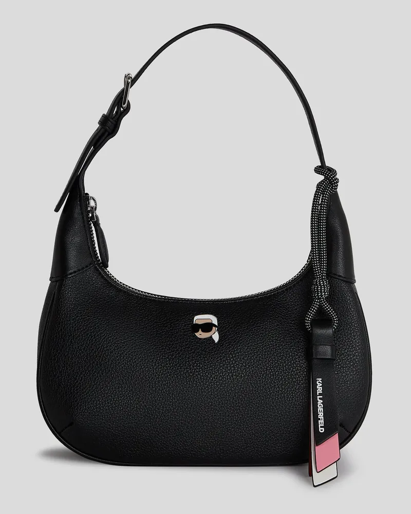 Karl Lagerfeld Ikon Genarbte Schultertasche, Damen, Schwarz, Größe Schwarz