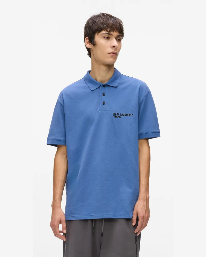Karl Lagerfeld Polohemd Mit Logo, Herren, Gewaschene Bundesblau, Größe Gewaschene