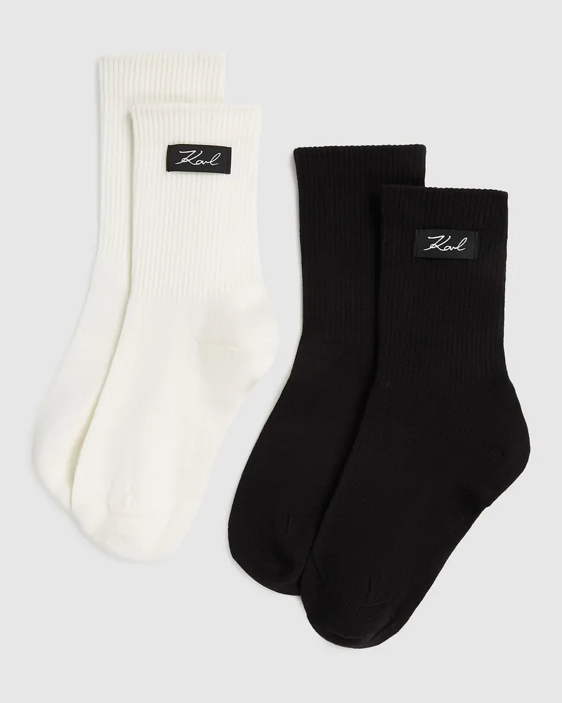 Karl Lagerfeld Signature Socken Mit Logo – 2er-set, Damen, Cannoli Creme-schwarz, Größe Cannoli