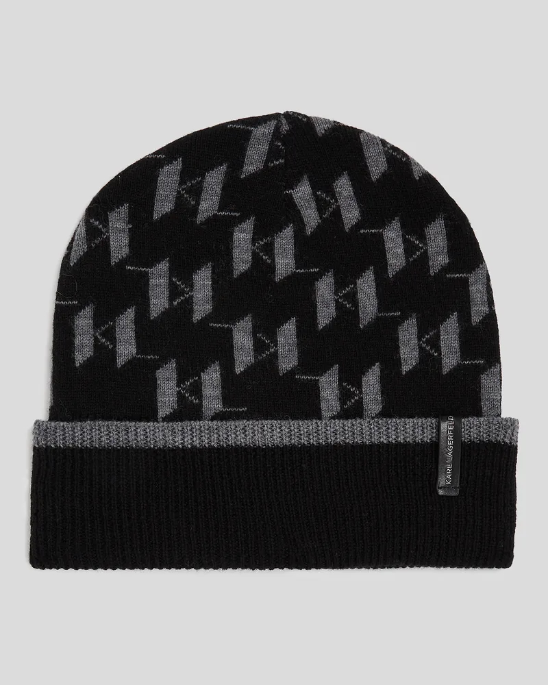 Karl Lagerfeld K/monogram Beanie-mütze, Mann, Schwarz, Größe Schwarz