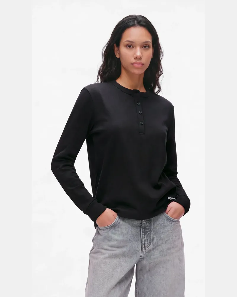 Karl Lagerfeld Sweatshirt Mit Knopfleiste, Female, Schwarz, Size Black